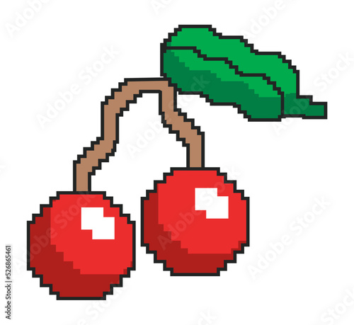 cherries pixel art style