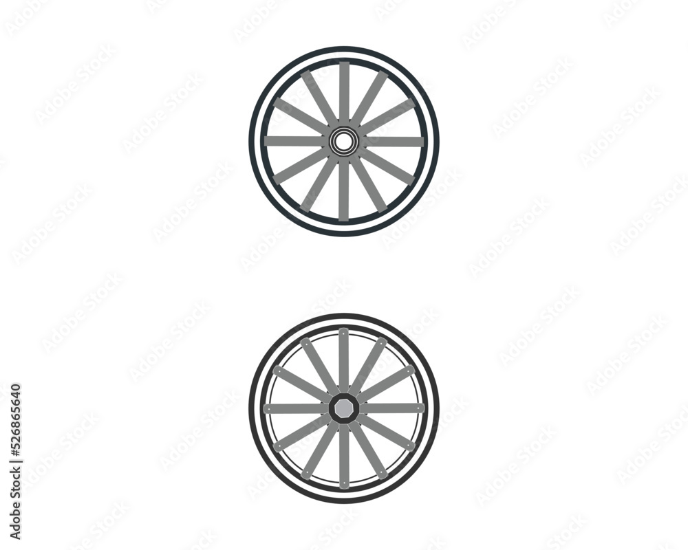 Silhouette traditional wooden cart wheel