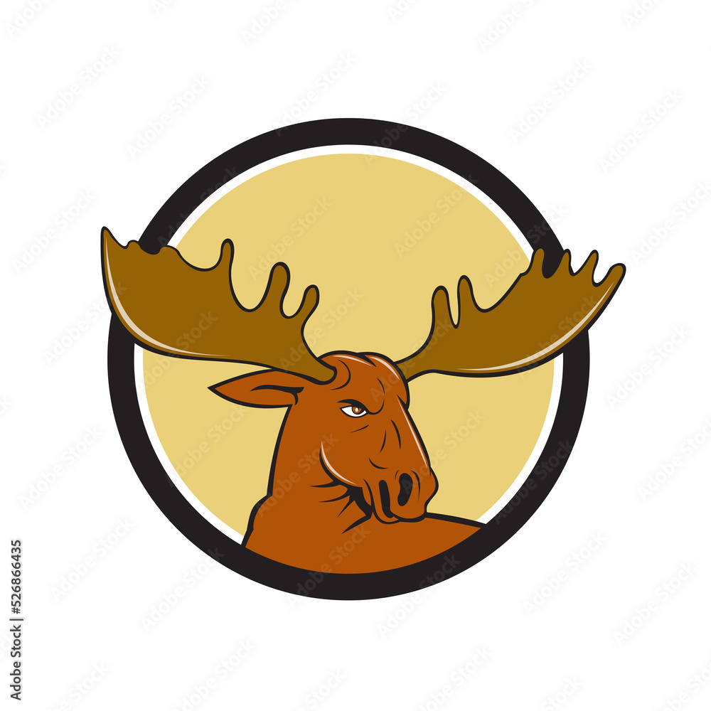 Moose Head Circle Cartoon Moose Head Circle Cartoon