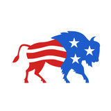 North American Bison USA Flag Retro
