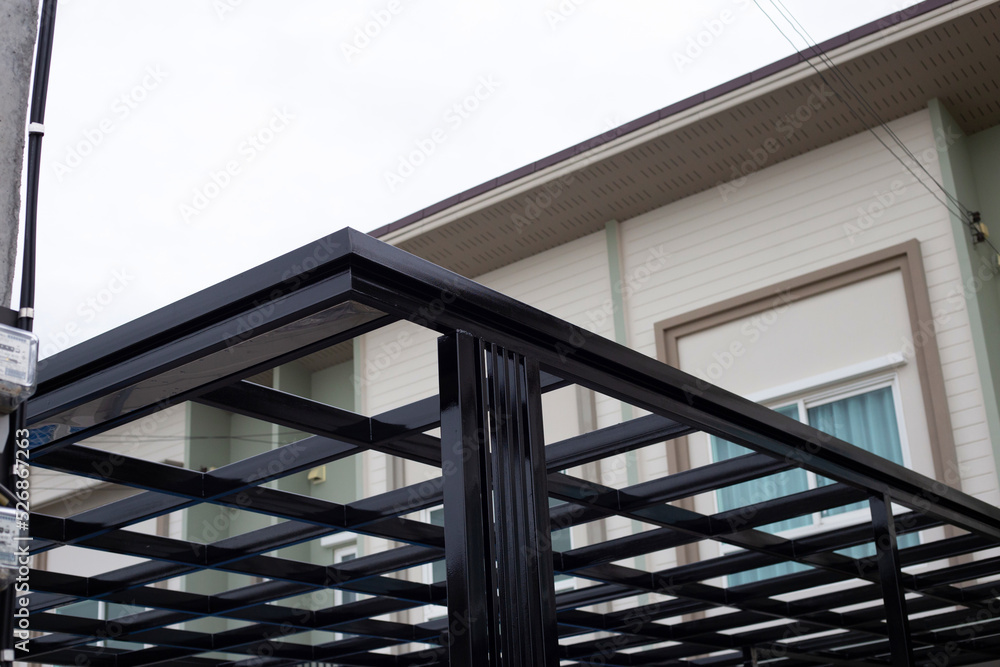 Steel roof structure. Build a room addition Steel roof structure. Build a room addition