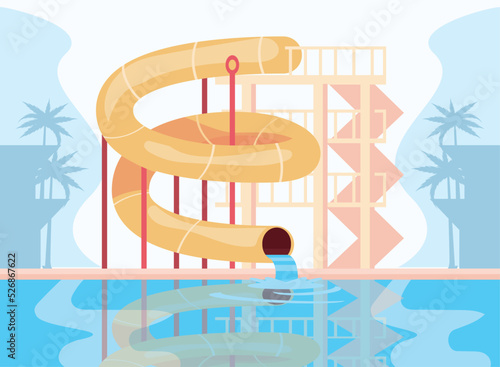 water park with yellow slide