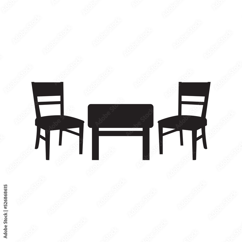 Dining room chair and table icon | Black Vector illustration | Dining room chair and table icon | Black Vector illustration |