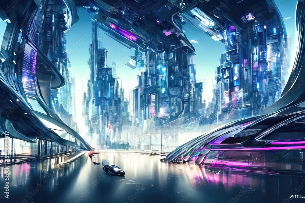Futuristic megacity cyberpunk sci-fi or NFT virtual land is an own-able  area of digital land on a metaverse platform, NFT real estate is parcels of  virtual land minted on the blockchain Illustration