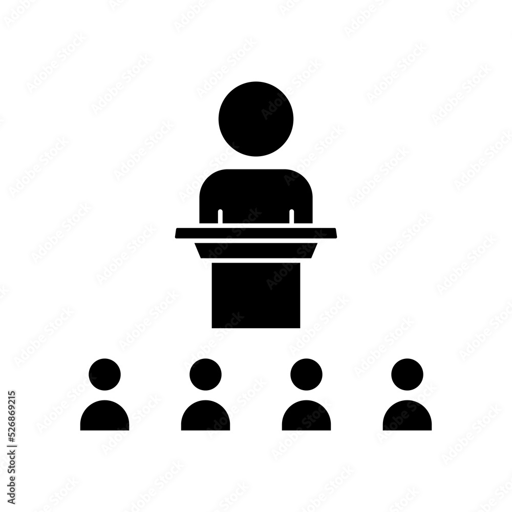 People icon in podium. icon related to discussion, business. Glyph icon style, solid. Simple design editable People icon in podium. icon related to discussion, business. Glyph icon style, solid. Simple design editable