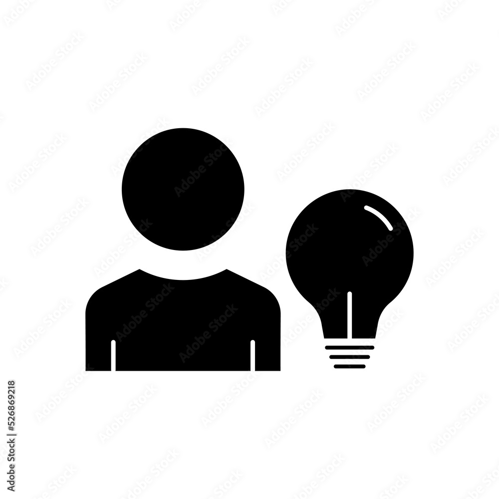 People icon with light bulb. icon related to idea, discussion, business. Glyph icon style, solid. Simple design editable People icon with light bulb. icon related to idea, discussion, business. Glyph icon style, solid. Simple design editable