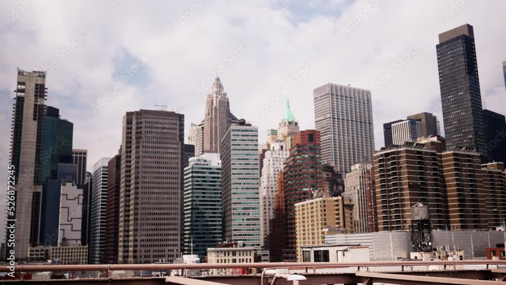 View From Brooklyn Bridge on Manhattan Skyscrapers. Cityscape of New York View From Brooklyn Bridge on Manhattan Skyscrapers. Cityscape of New York