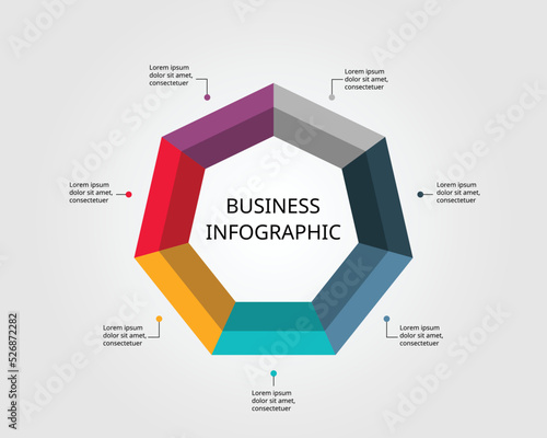 heptagon shape template for infographic for presentation for 7 element