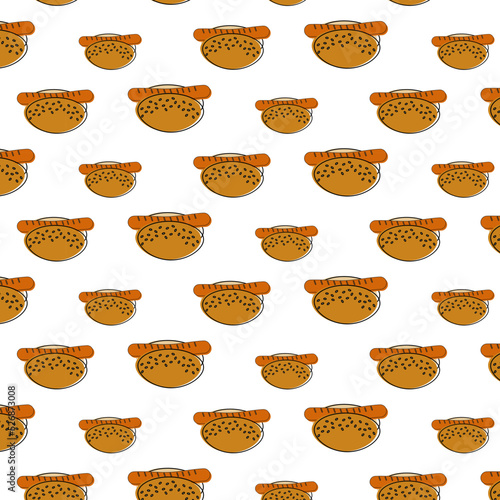 An endless pattern with elements of fast food on a transparent background. Lifestyle. Day of food