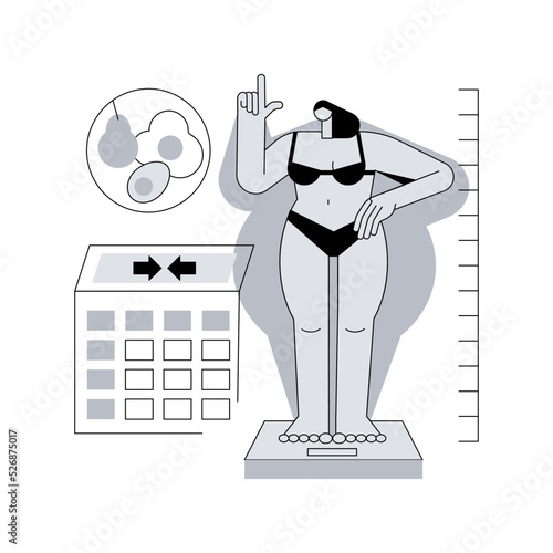 Body Mass Index abstract concept vector illustration. Health issue diagnostics, weight loss program, body mass fat index, healthy BMI, calculation formula, nutrition plan abstract metaphor.