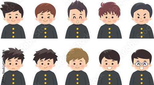 男子中高生のアイコンセット　バリエーション　色々