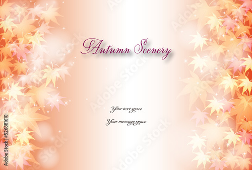 フレーム素材　鮮かな紅葉の葉っぱ