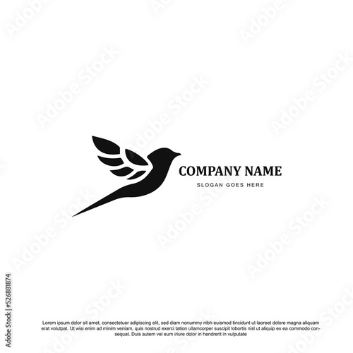 Silhouette bird logo design vector with exotic wings design