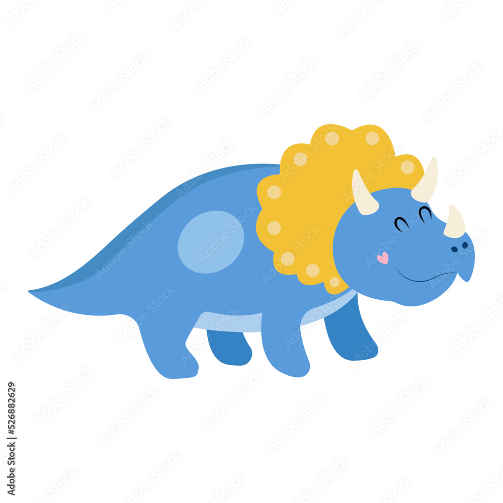 Obraz premium Cute cartoon dinosaur, vector illustration 