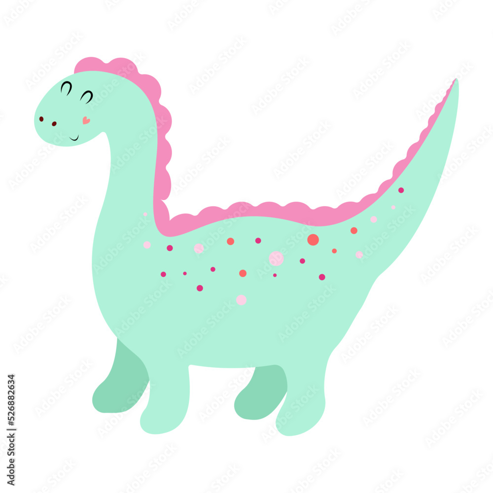 Cute cartoon dinosaur, vector illustration
