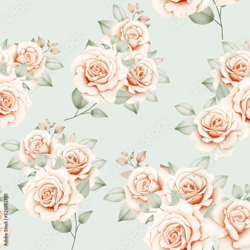 Watercolor Floral Roses Seamless Pattern 