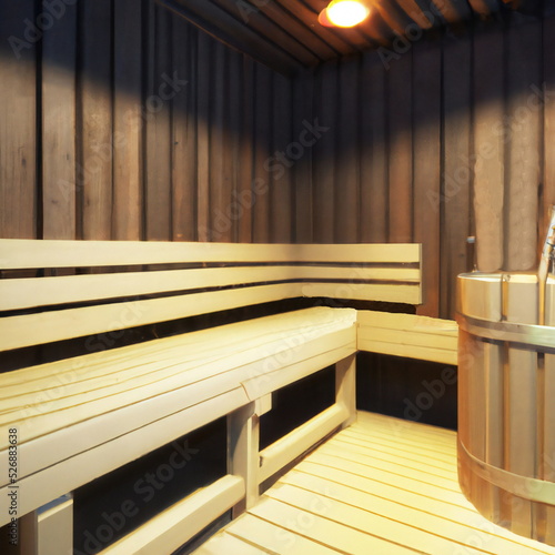 Fototapeta Naklejka Na Ścianę i Meble -  Modern Wood Sauna Interior