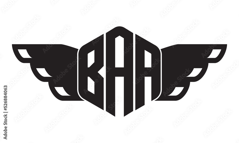 BAA three-letter butterfly iconic logo design vector template | polygon ...