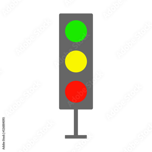Cartoon icon with traffic light. Cross symbol. Vector illustration. stock image. 