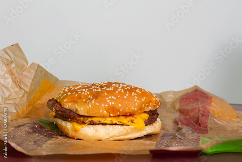 hamburger with french fries