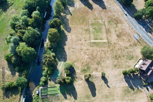 Aerial View of Cricket Ground at Local Public Park of Hemel Hempstead England Great Britain photo