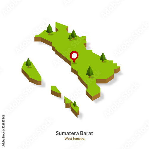 Isometric Map of West Sumatra Province, Indonesia. Simple 3D Map. Vector Illustration - EPS 10 Vector