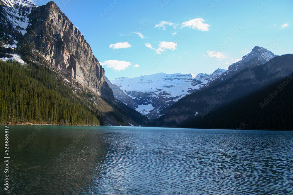 Late afternoon as the sun is getting low in the sky over Lake Louise Alberta. Late afternoon as the sun is getting low in the sky over Lake Louise Alberta.