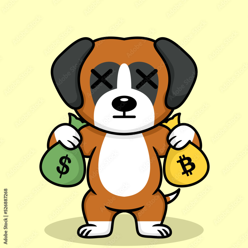 Naklejka premium Vector illustration of premium cute dog doing weightlifting