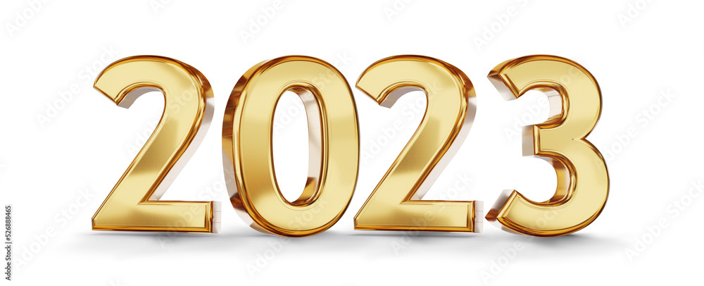 2023 golden bold year symbol isolated 3d-illustration 2023 golden bold year symbol isolated 3d-illustration