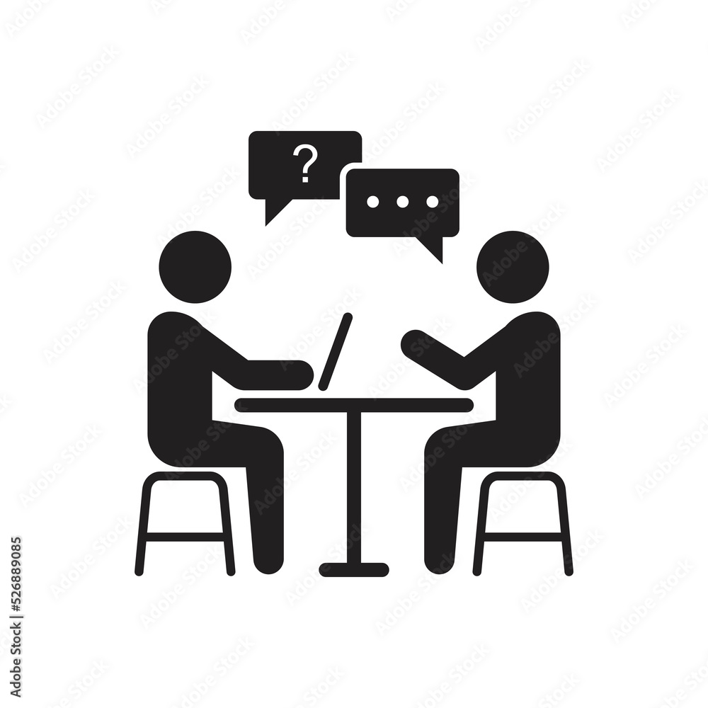 Interview icon design. isolated on white background. vector illustration Interview icon design. isolated on white background. vector illustration