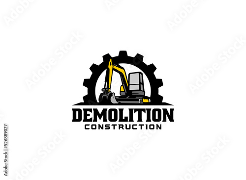 Excavator logo vector for construction company. Heavy equipment template vector illustration for your brand.