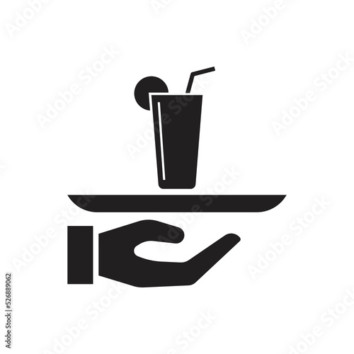 Serving drink icon design. Bar service icon. High quality  reputation  feedback. Restaurant  cafe or bar star rating. Cocktail party and drinking establishment concept. Isolated vector illustration.