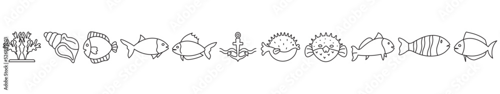 Ocean icons set