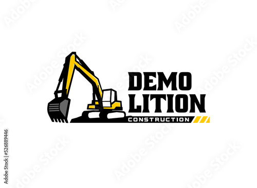 Excavator logo vector for construction company. Heavy equipment template vector illustration for your brand.