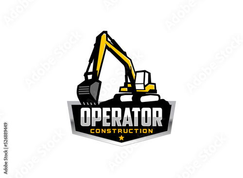 Excavator logo vector for construction company. Heavy equipment template vector illustration for your brand.