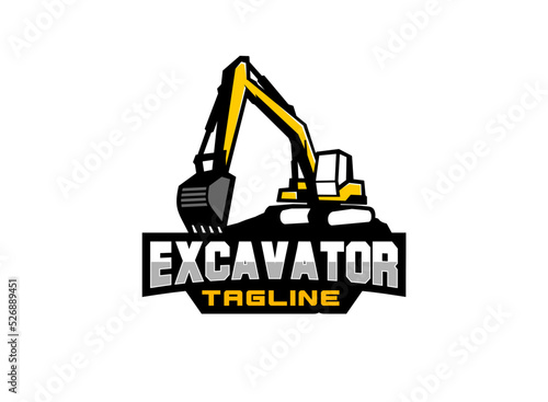 Excavator logo vector for construction company. Heavy equipment template vector illustration for your brand.