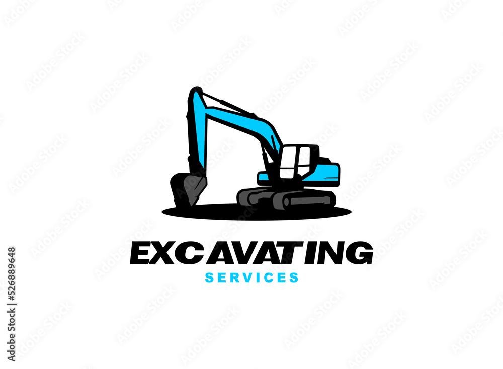 Excavator logo vector for construction company. Heavy equipment template vector illustration for your brand.