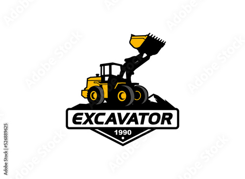 Loader logo vector for construction company. Heavy equipment template vector illustration for your brand.