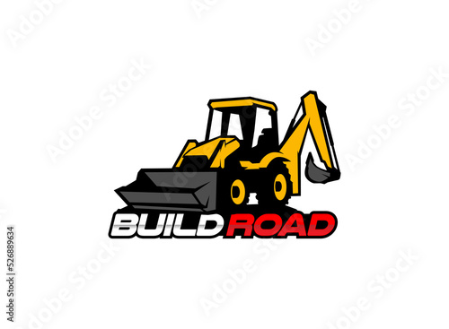 Backhoe excavator logo vector for construction company. Heavy equipment template vector illustration for your brand.