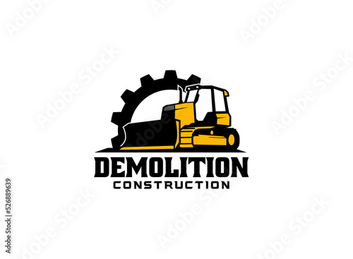 Dozer logo vector for construction company. Heavy equipment template vector illustration for your brand.