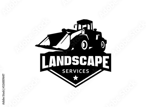 Loader logo vector for construction company. Heavy equipment template vector illustration for your brand.