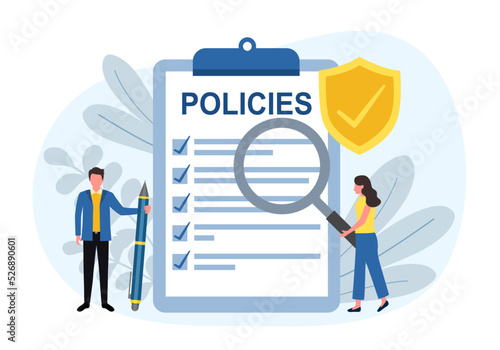 Business policy document concept vector illustration. Insurance policies. photo