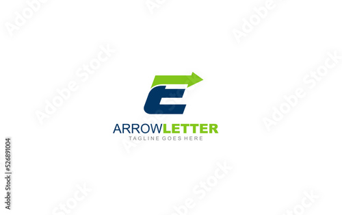 E logo business for branding company. arrow template vector illustration for your brand.