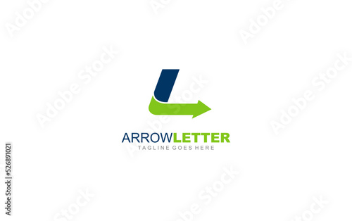 L logo business for branding company. arrow template vector illustration for your brand.