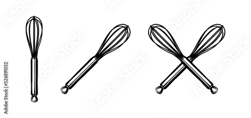 Whisk cooking egg beater mixer whisker Illustration hand drawn Symbol Icon Logo Vector