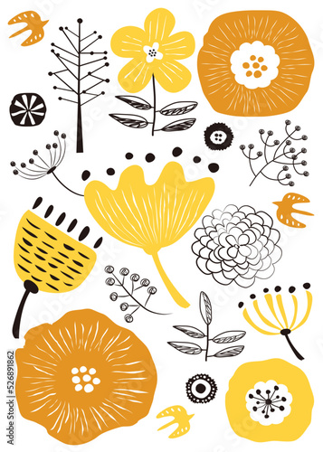 北欧風_草花柄背景