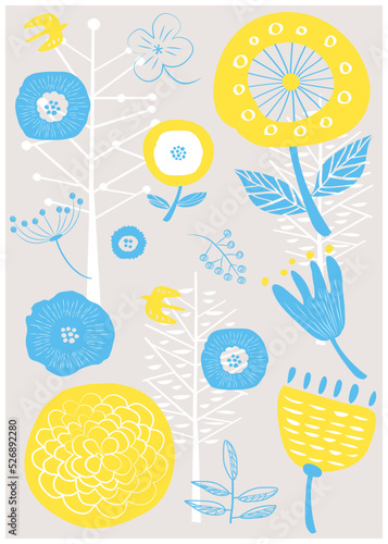 北欧風_草花柄背景