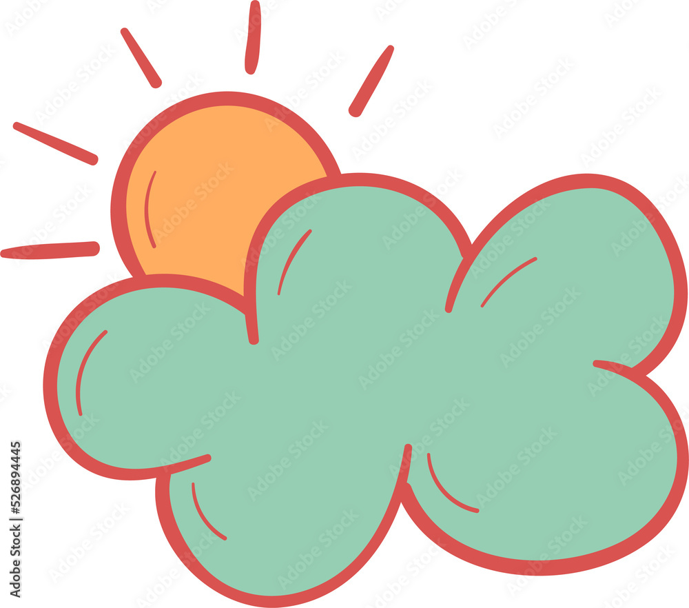 Sun and cloud hand drawn filled outline style Sun and cloud hand drawn filled outline style