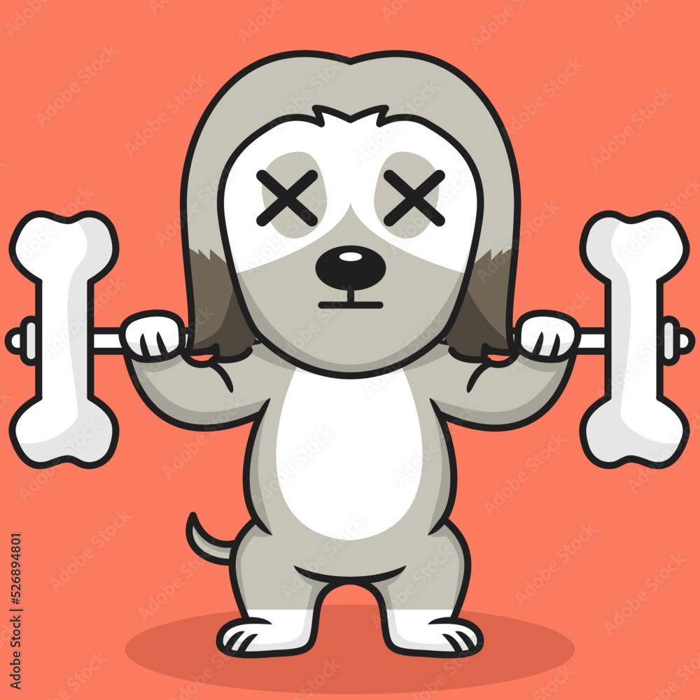 Fototapeta premium Vector illustration of premium cute dog doing bone lifting