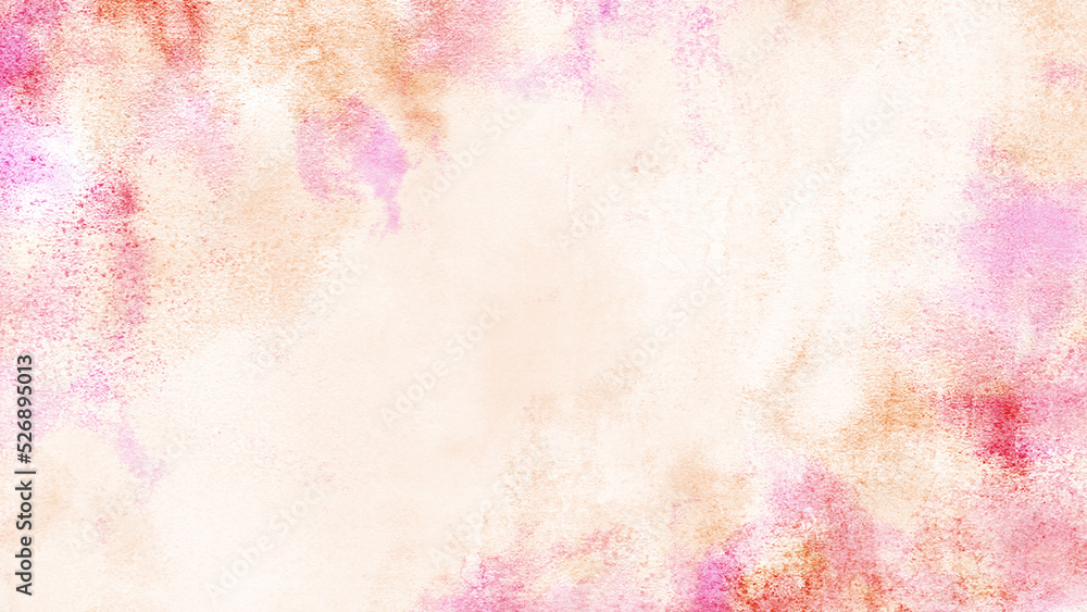 Hand painted pink and orange watercolor abstract background